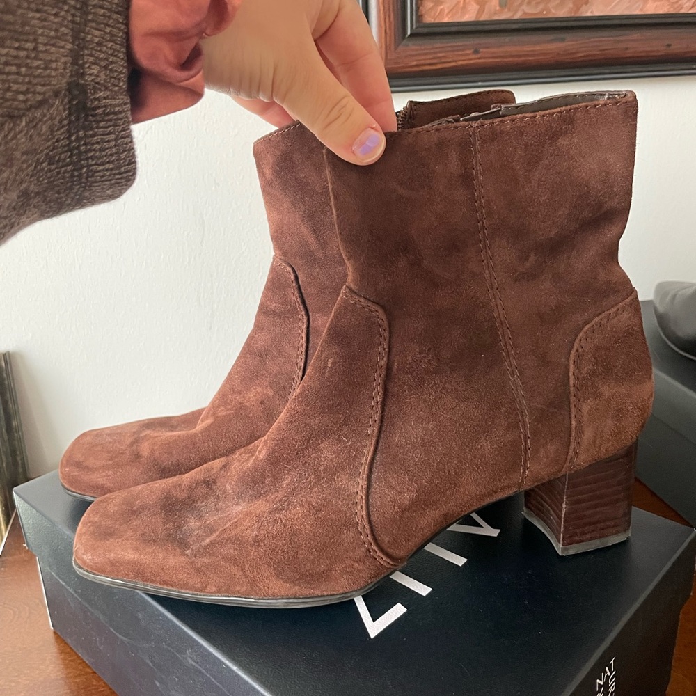 Nine West suede block heel boots